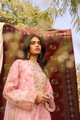 DA-2131 PINK 2PCS  EMBROIDERED KURTA WITH TROUSER